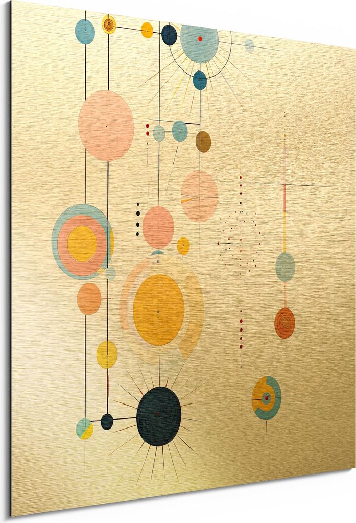 DEQORI Alu-Dibond Bild Gold 30x30 cm 'Rhythmus im Raum' Wandbild Metall dünn Design