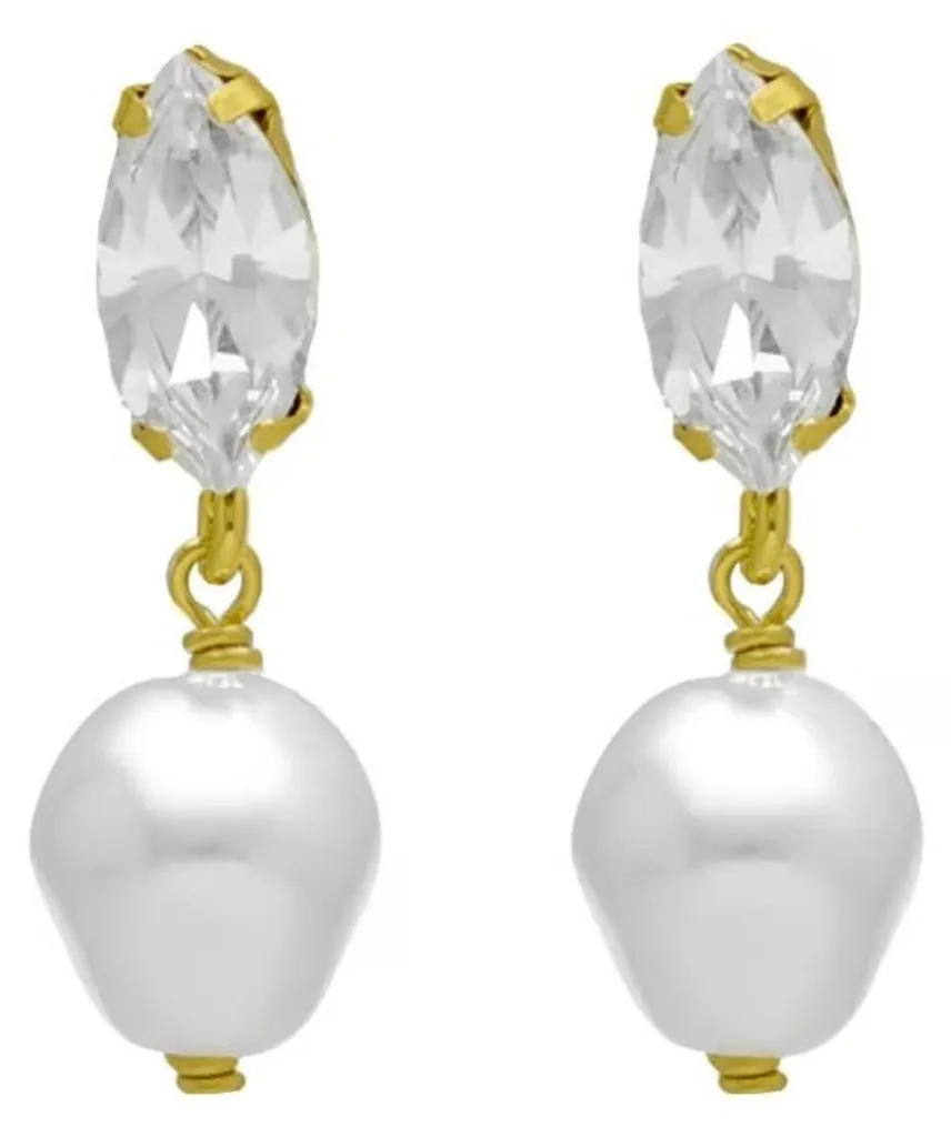 Boucles d'oreilles dorées perle baroque anti-allergie éclat durable But