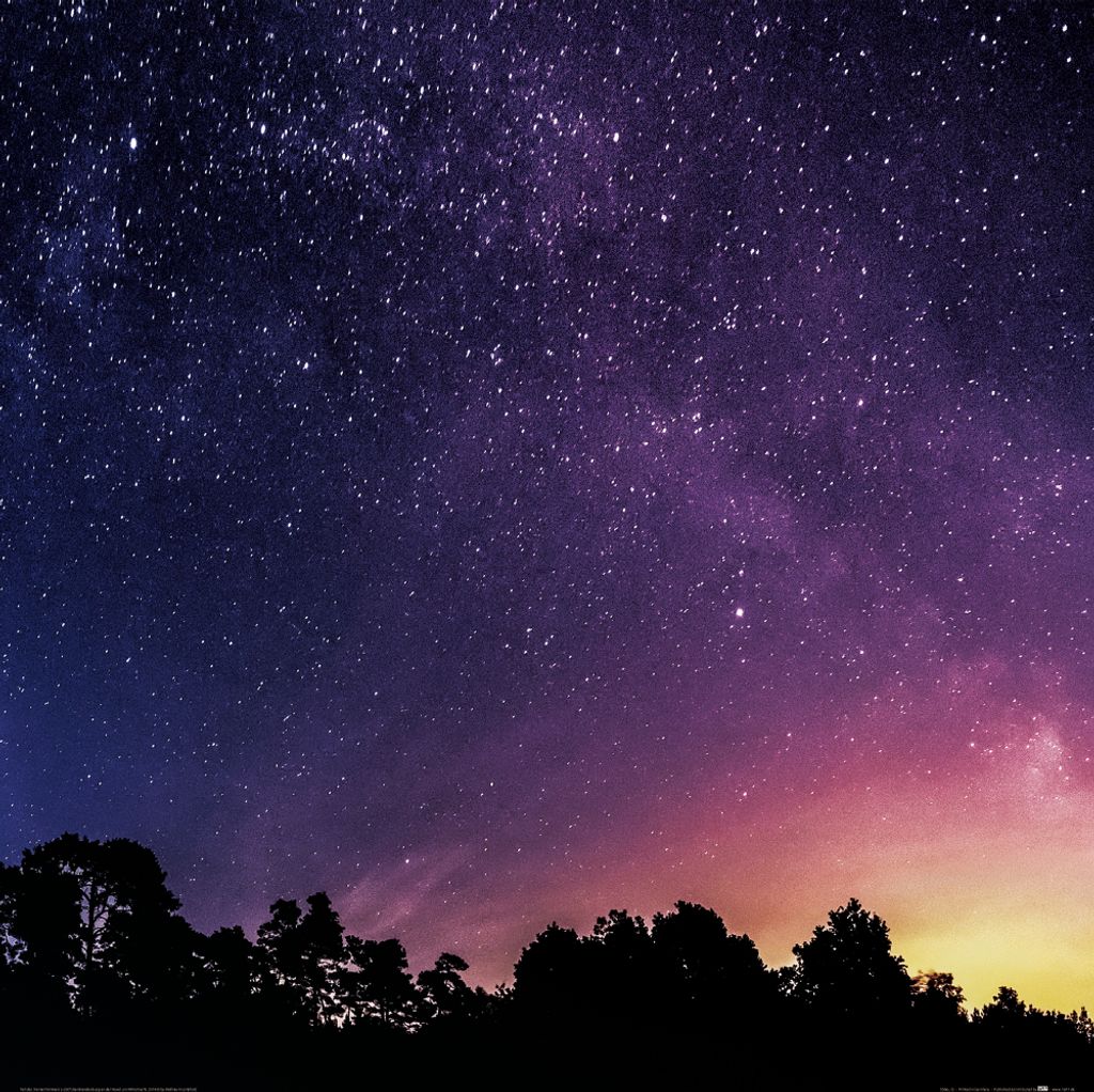 Sternenhimmel Kunstdruck Bild - Sternenklarer Nacht-Himmel (70 x 70 cm)