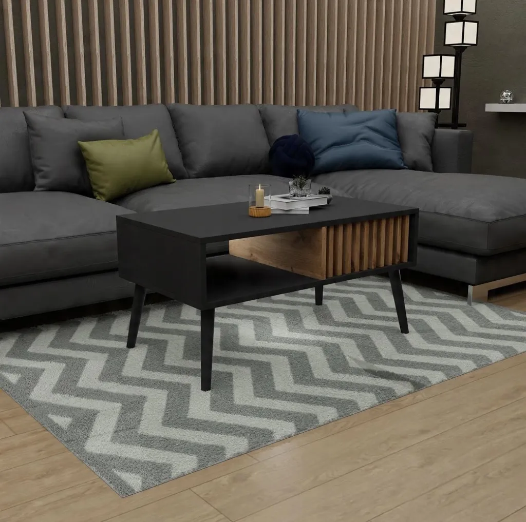 Table basse de style scandinave 50x90 cm coloris noir et marron NDK