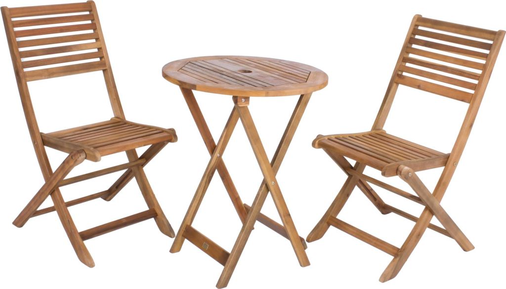Balkonmöbel-Set AMELIA - Akazie, Braun, Teak-Optik | Balkon-Set Gartenmöbel-Set Sitzgruppe für Balkon Balkonstuhl Balkontisch
