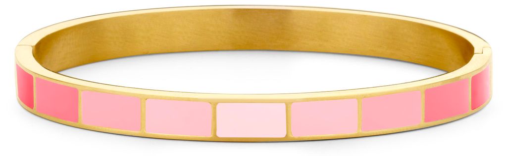 CO88 Collection 8CB-91192 Stahlarmband mit Emaille – Rosatöne – 6 mm – 58 x 49 mm – Stahl – Goldfarben