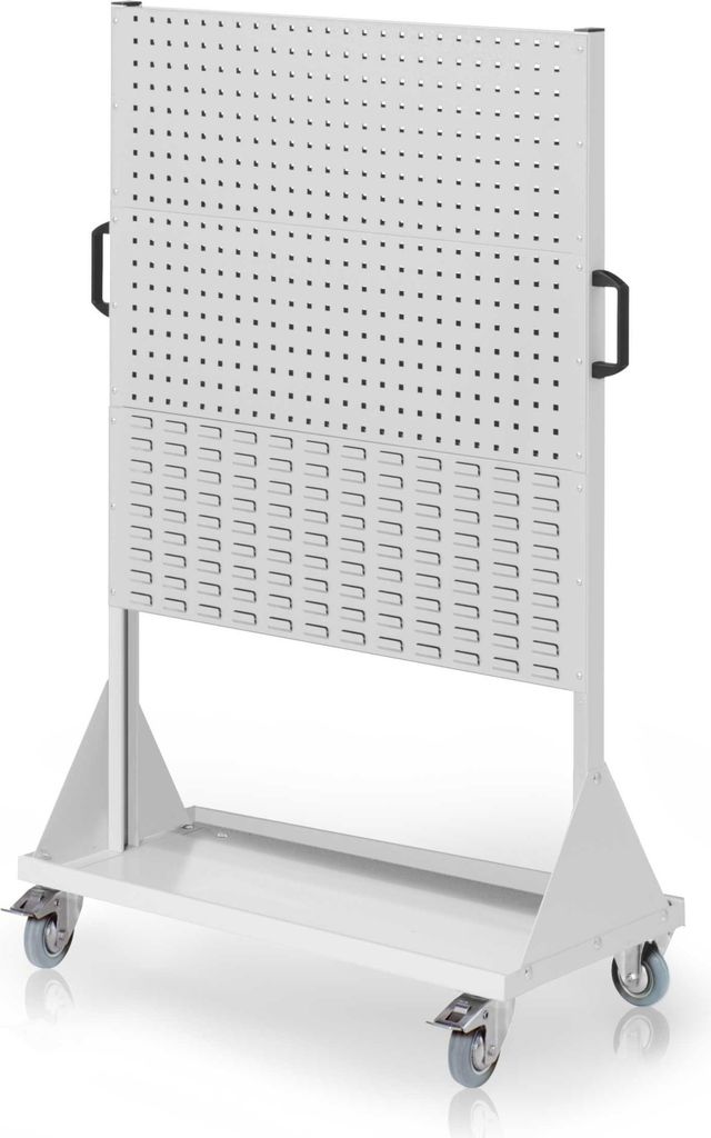 Kappes RasterMobil mobiler Arbeitsplatzschrank Größe #4 1580x1000x500mm 4 Lochplatten 2 Schlitzplatten 6-teilig lichtgrau