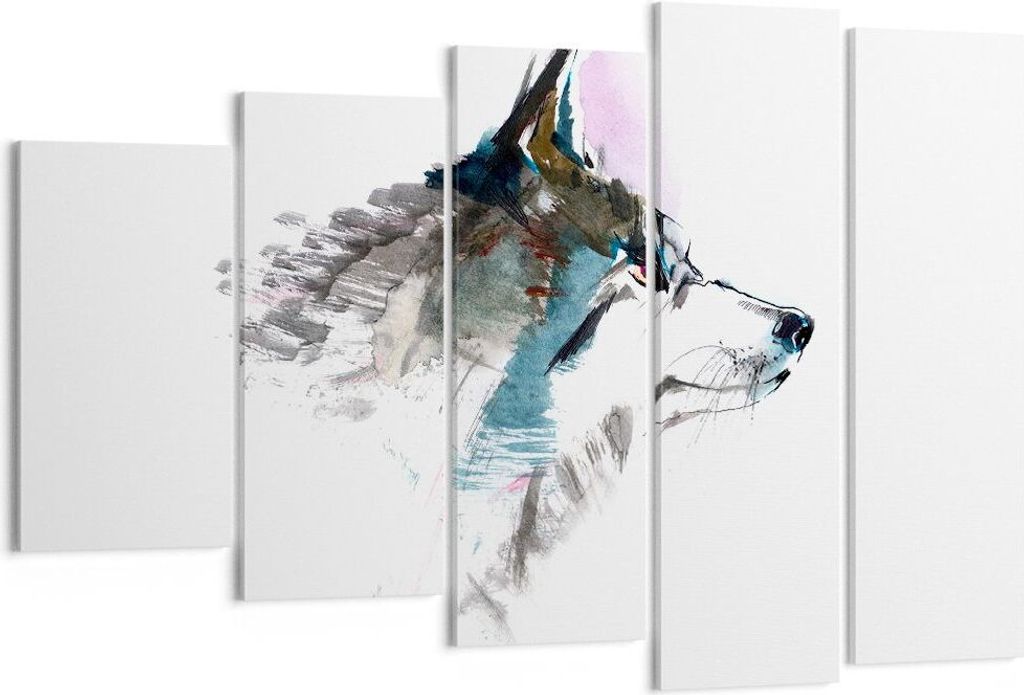 Bild auf Leinwand - Leinwandbild - Hund Illustration Fantasie - 150x100cm - Wand Bild - Wanddeko - Leinwanddruck - Bilder - Kunstdruck - Wanddekora...