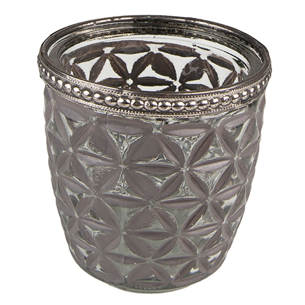 Clayre & Eef Teelichthalter Ø 7x7 cm Grau Glas