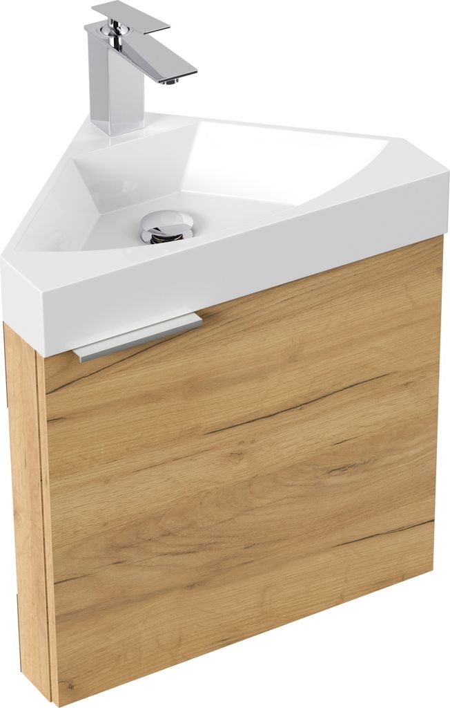 Gäste WC Eckbadmöbel Diamant Slimline Gästebad SoftClose eiche gold : Eiche Gold Varianten: Eiche Gold