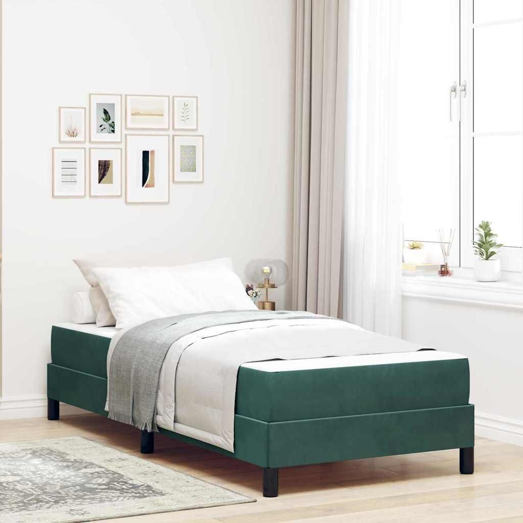 Möbel Boxspringbett mit Matratze Dunkelgrün 80 x 200 cm Samt - Klassische Betten 3398656