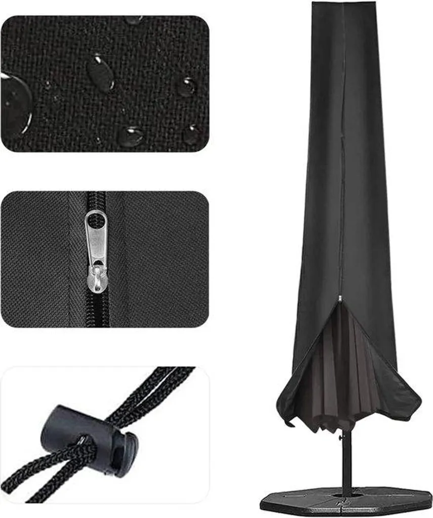 Housse de protection parasol droit imperméable 190x50 cm coloris anthracite