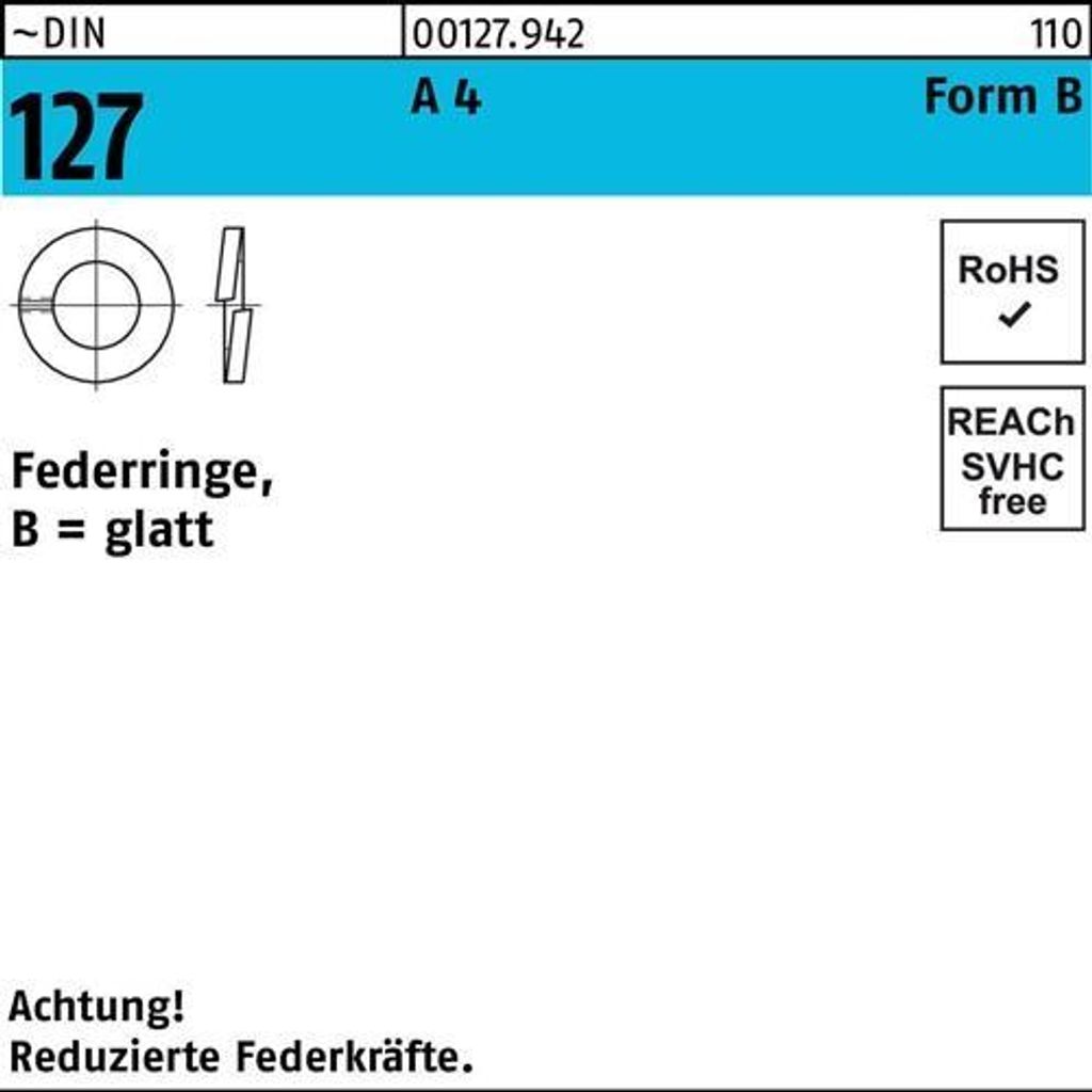 Federring DIN 127 B 20 A 4 25 Stück Produktbild 