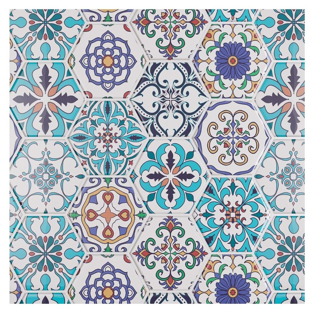Wandfliesen Wandpaneele Aufkleber Selbstklebend Boho 20 Stück 30,5 x 30,5 cm