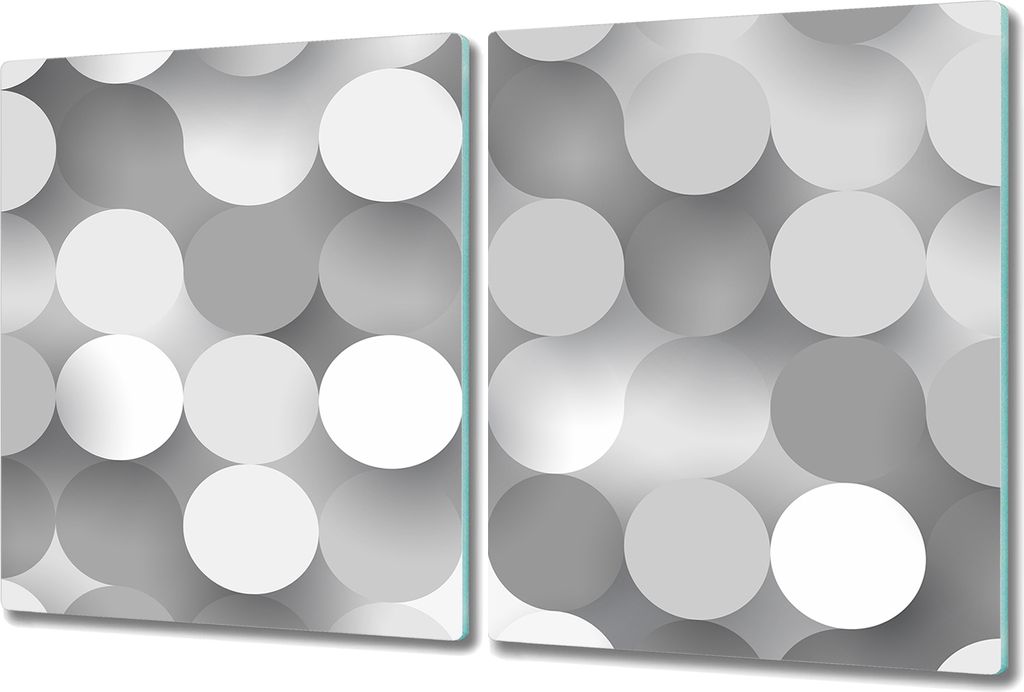 Glas Schneidebrett Herdabdeckplatten Schneideplatten - 2x 40x52 cm - Kreise grau weiß
