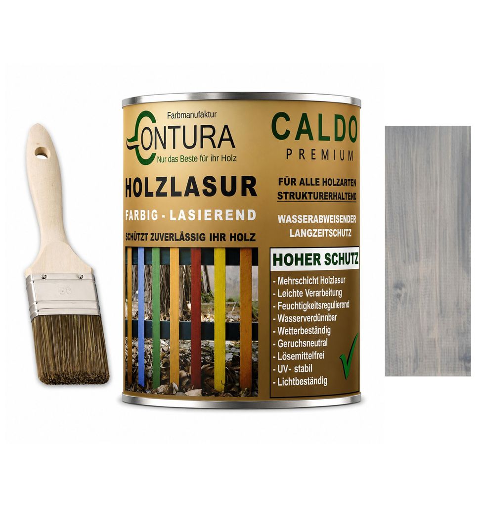 Contura Holzlasur Langzeitschutz Lasur + Pinsel Holz Außen Produktbild 