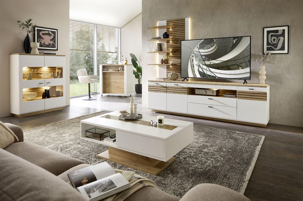 Wohnwand HARPER WENTWORTH BHT 266x223x47 cm weiß Anbauwand
