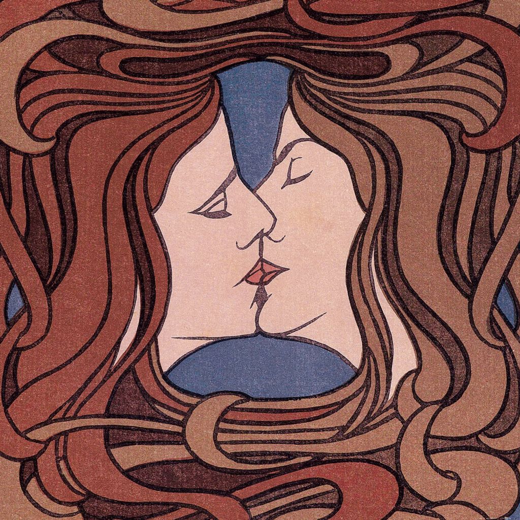 Peter Behrens Kunstdruck Bild - Der Kuss, 1898 (70 x 70 cm)
