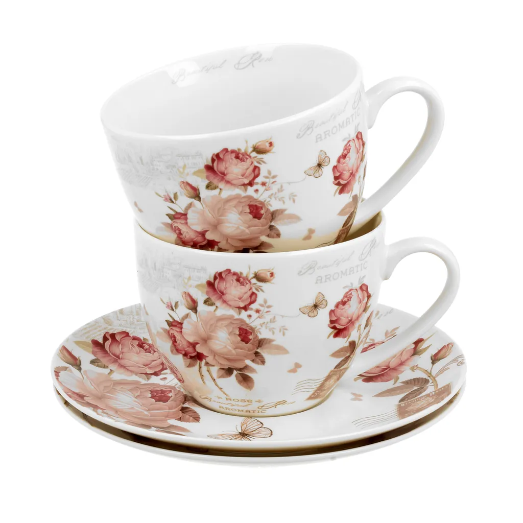 Tazze da Tè DUO in Porcellana 270ml - Set Regalo Floreale per la Casa - 9