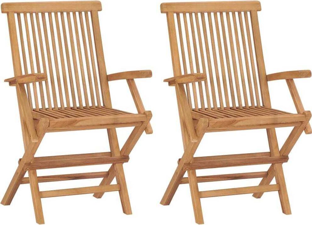 Gartenstühle 2 Stk. Klappbar Massivholz Teak Produktbild 