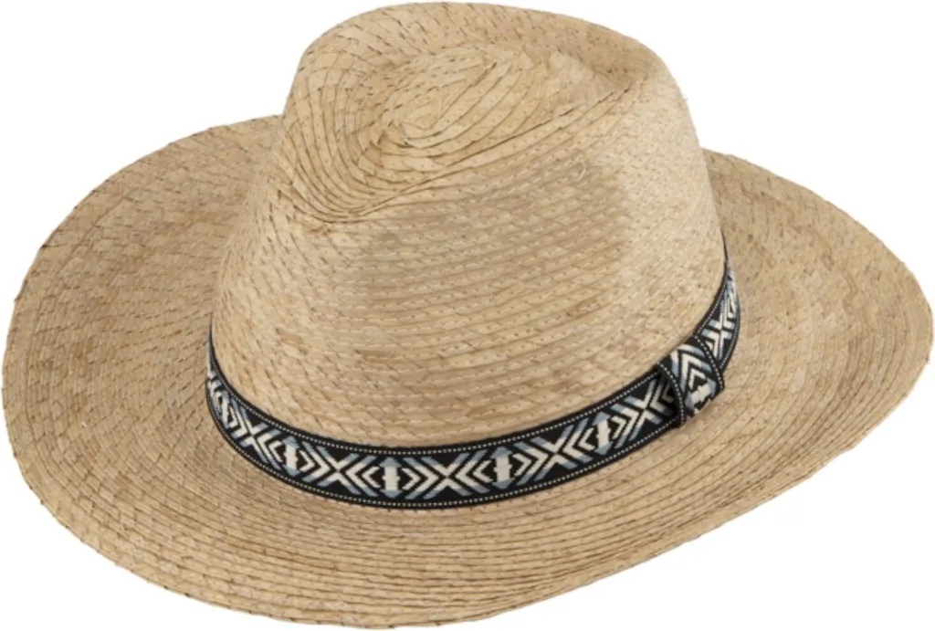Chapeau de paille anti-UV UPF 50 avec ruban aztèque Fiebig Palmiers