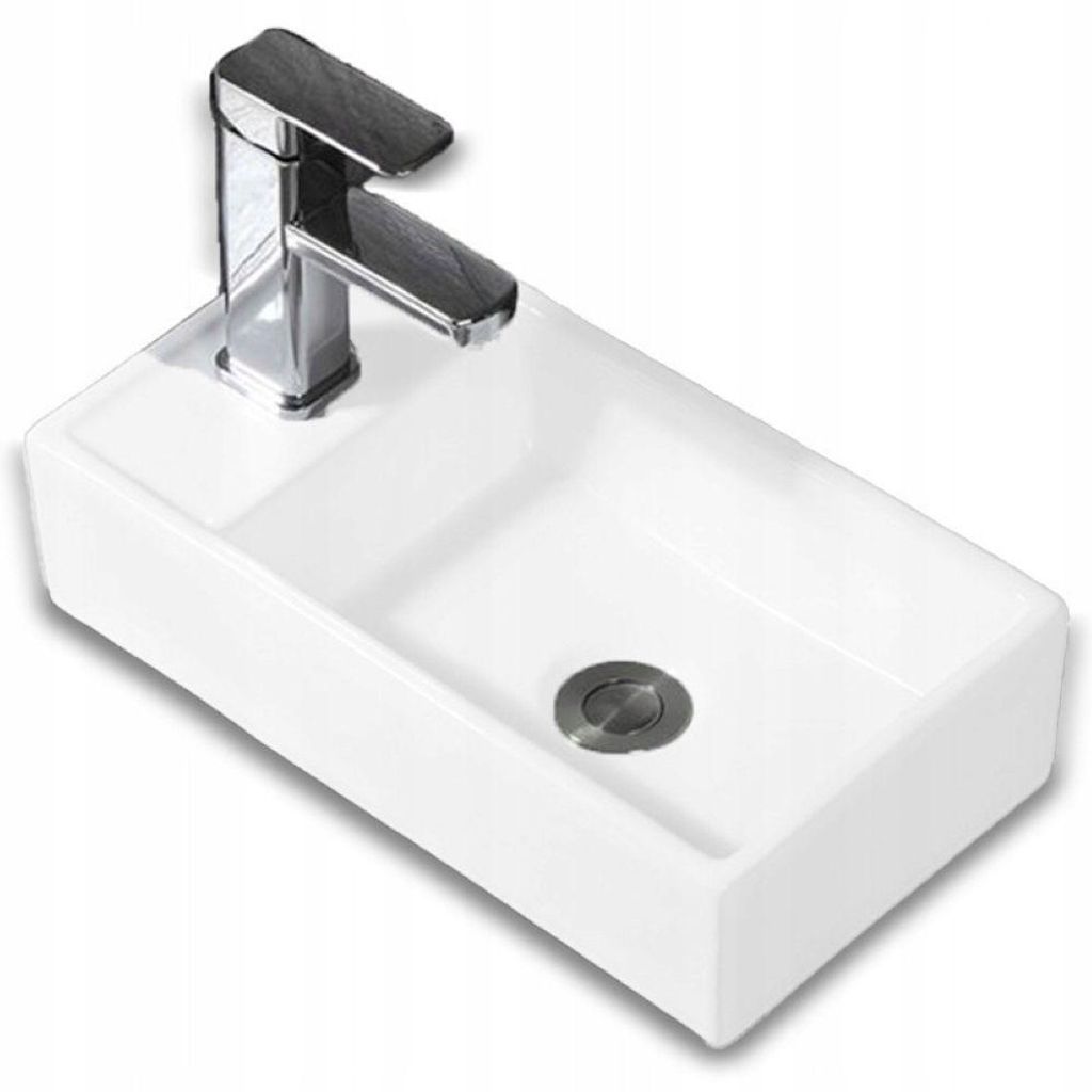 Lavabo rettangolare in Vetroceramica bianca su piano 40x22 Immagine del prodotto 