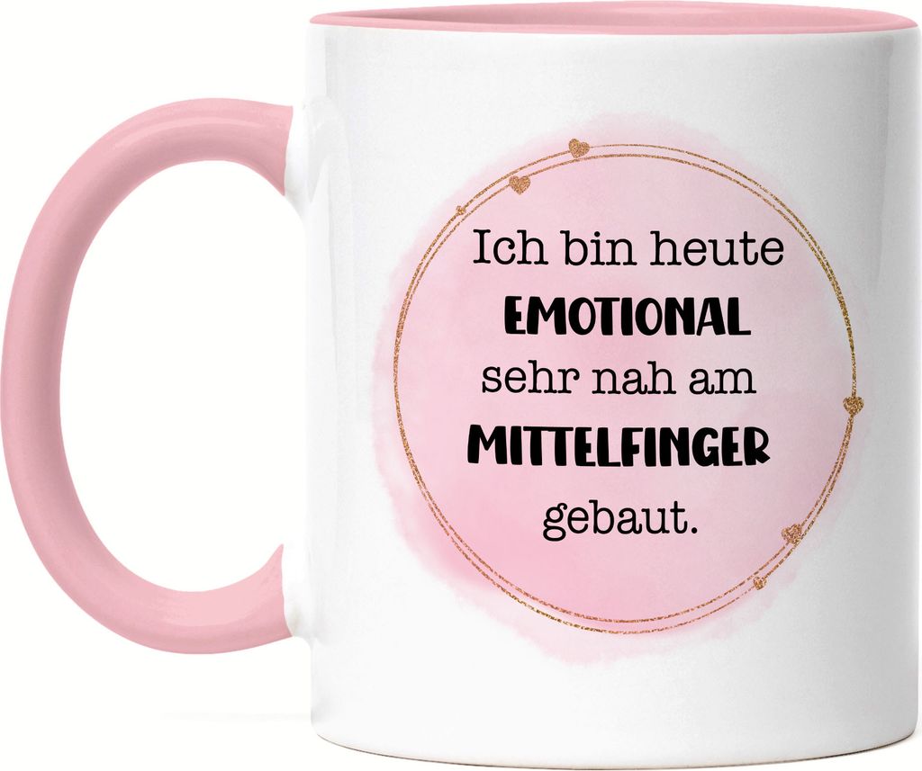 Ich bin heute emotional sehr nah am Mittelfinger gebaut Tasse Rosa Lustig Sarkasmus Büro Mitarbeiterin Kollegin