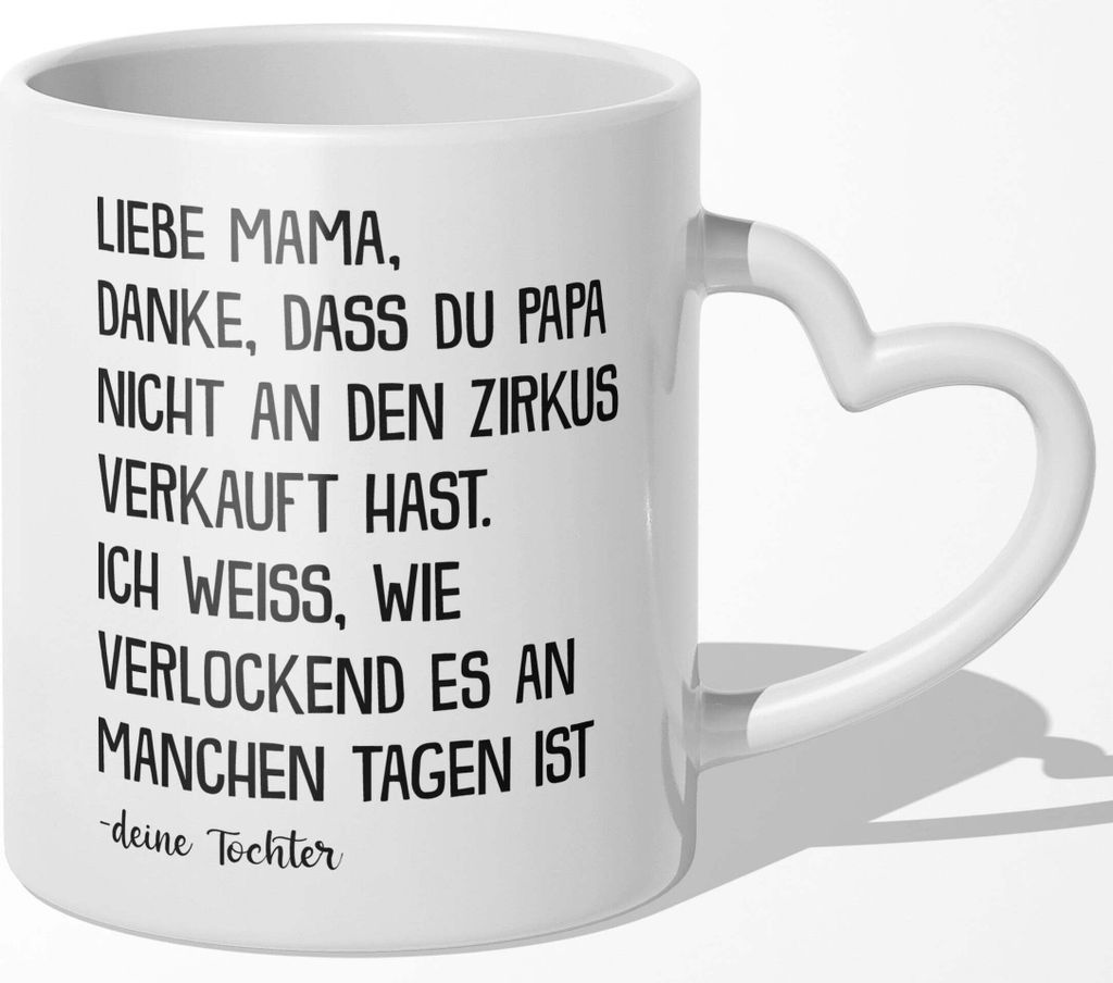 22Feels Mama Geschenk von Tochter Muttertag Geburtstag Mutter Tasse Weihnachten Kaffeetasse Frauen Beste Eltern (Herzhenkel Weiss)