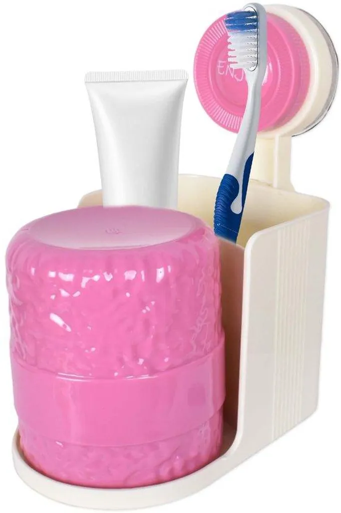 Rangement brosse à dents rose pour salle de bain familiale pratique