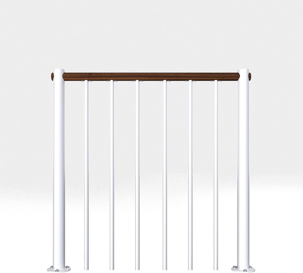 Minka Brüstungsgeländer mit vertikalen Stäben und Holz-Handlauf Walnuss Weiß