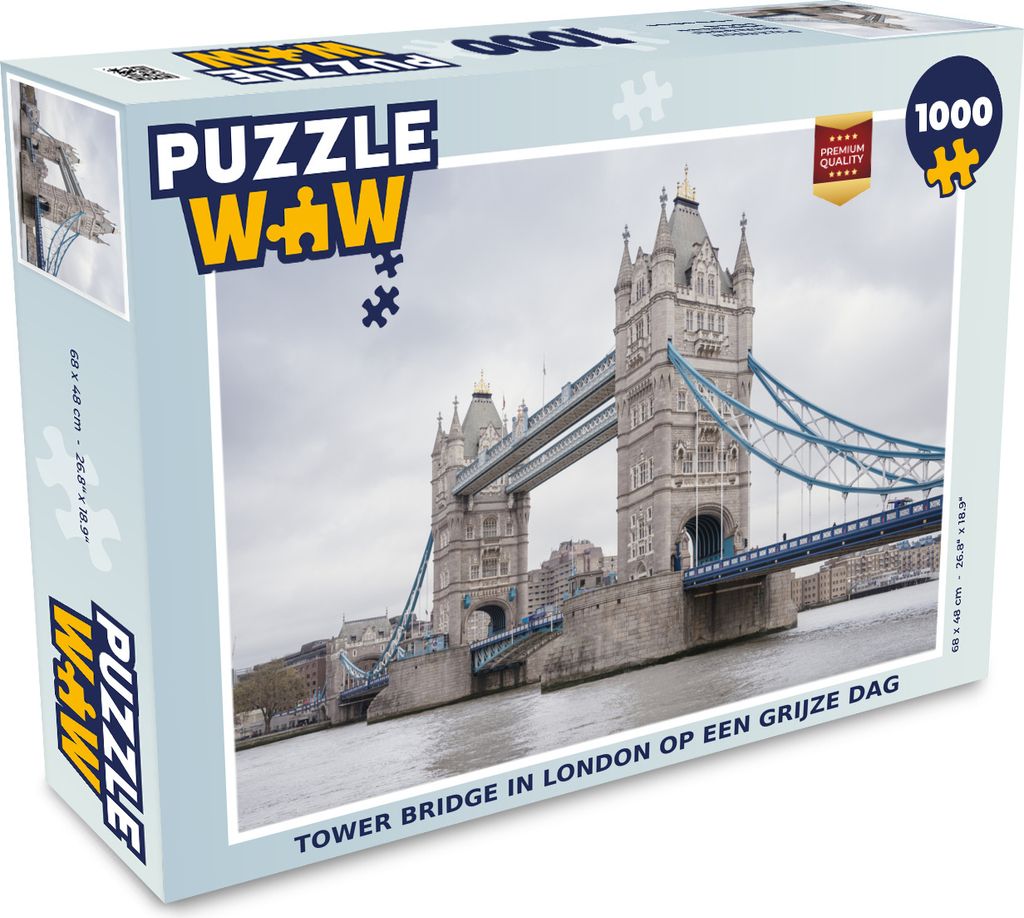 MuchoWow Puzzle 1000 Teile Tower Bridge in London an einem grauen Tag - Erwachsene - Rätsel