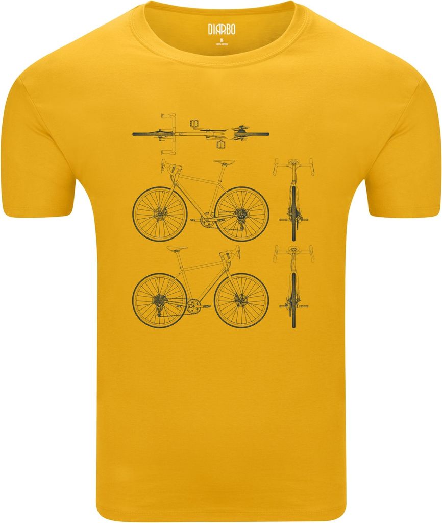 Diarbo Herren T-Shirt mit Aufdruck Fahrradliebhaber Fahrrad-Blaupausen Gelb Gr.S