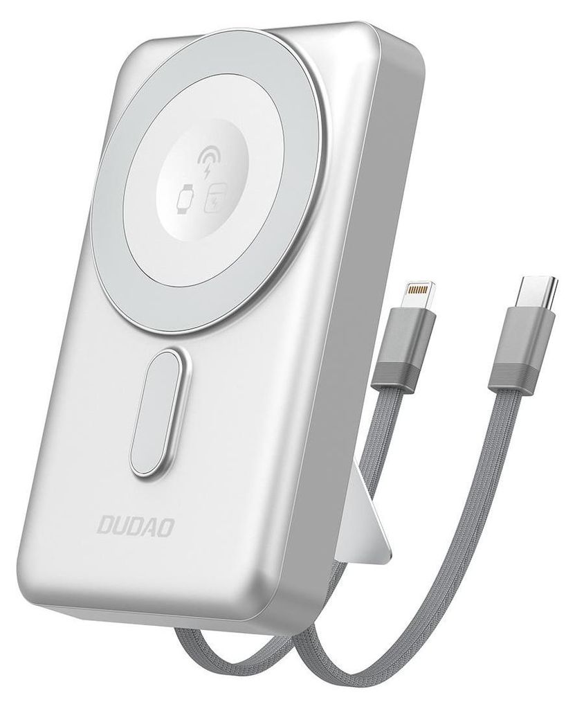 DUDAO Dudao K29 wireless powerbank 10000mAh 20Watt 2xcables Sølv