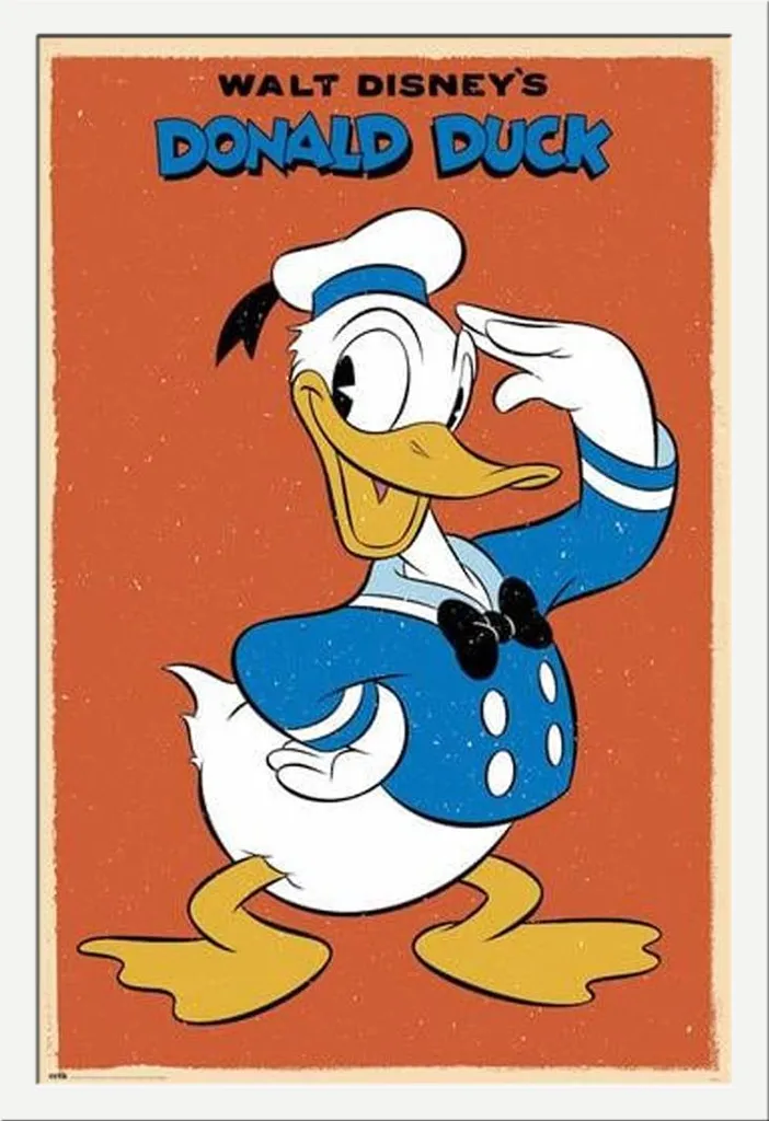 Poster Disney Donald Duck avec cadre Shinsuke Maxi MDF blanc 61x91,5 cm