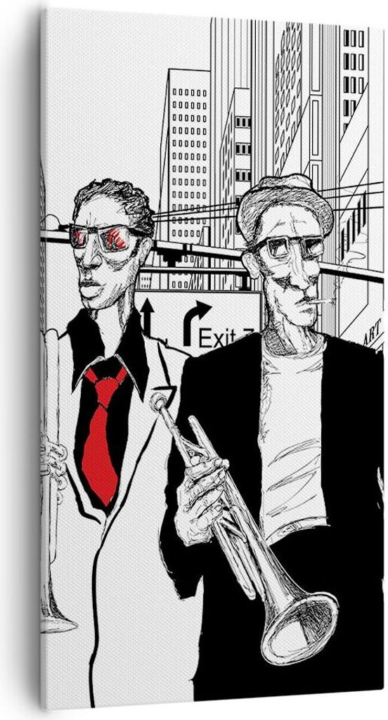 Bild auf Leinwand - Leinwandbild - Jazz Musik Musiker - 55x100cm - Wand Bild - Wanddeko - Leinwanddruck - Bilder - Kunstdruck - Wanddekoration - Le...