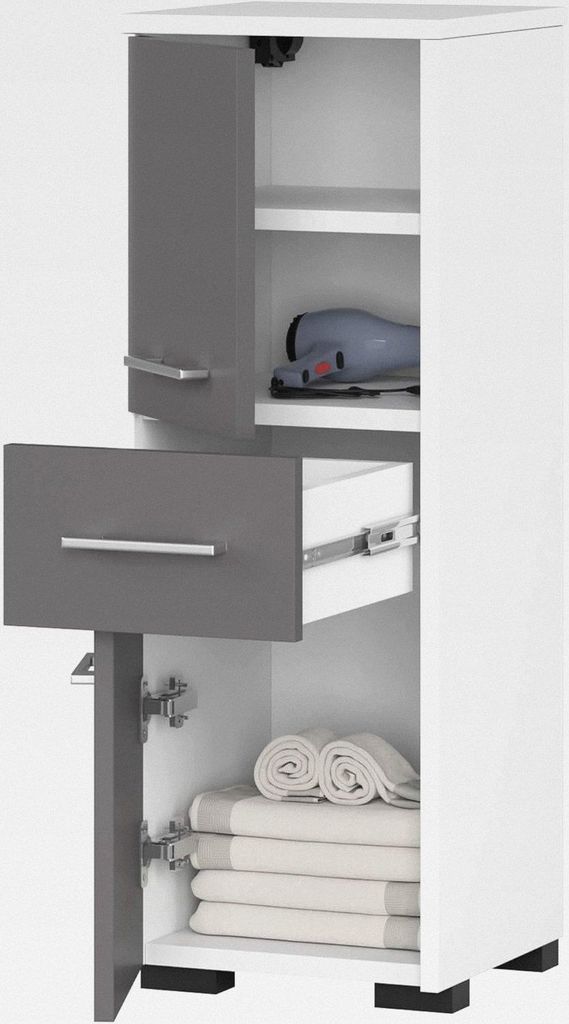 Badezimmerschrank schränke | Badezimmer kommode | FIN 85 2D1SZ, 2 Türen und 1 Schublade, B30 x H85 x T30 cm, Gewicht 25 kg, auch als Hängeschran...