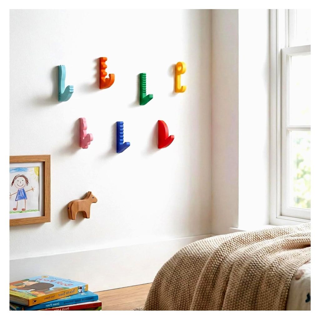 Bunte Wandhaken aus biobasiertem PLA, modern im skandinavischen Stil, Wandmontage mit Schrauben und Dübeln, mattes Finish, 7 Stück