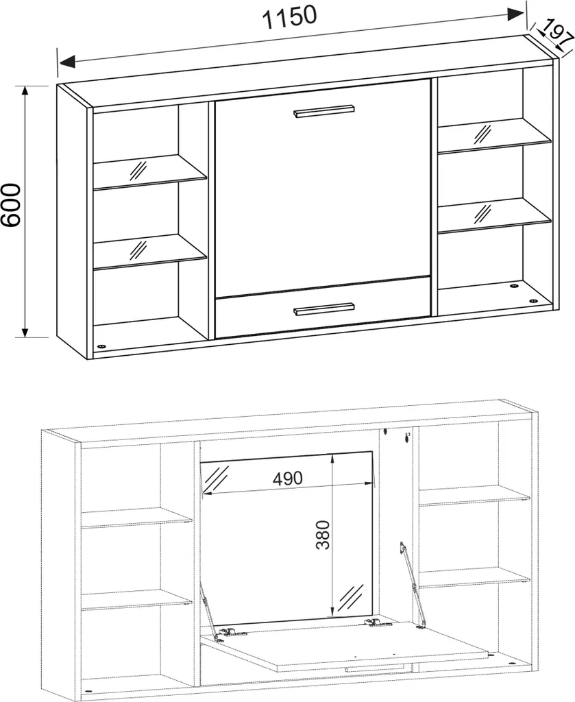 Gagnez de la Place avec le Bureau Mural Teala VCM - Table Bois Compacte