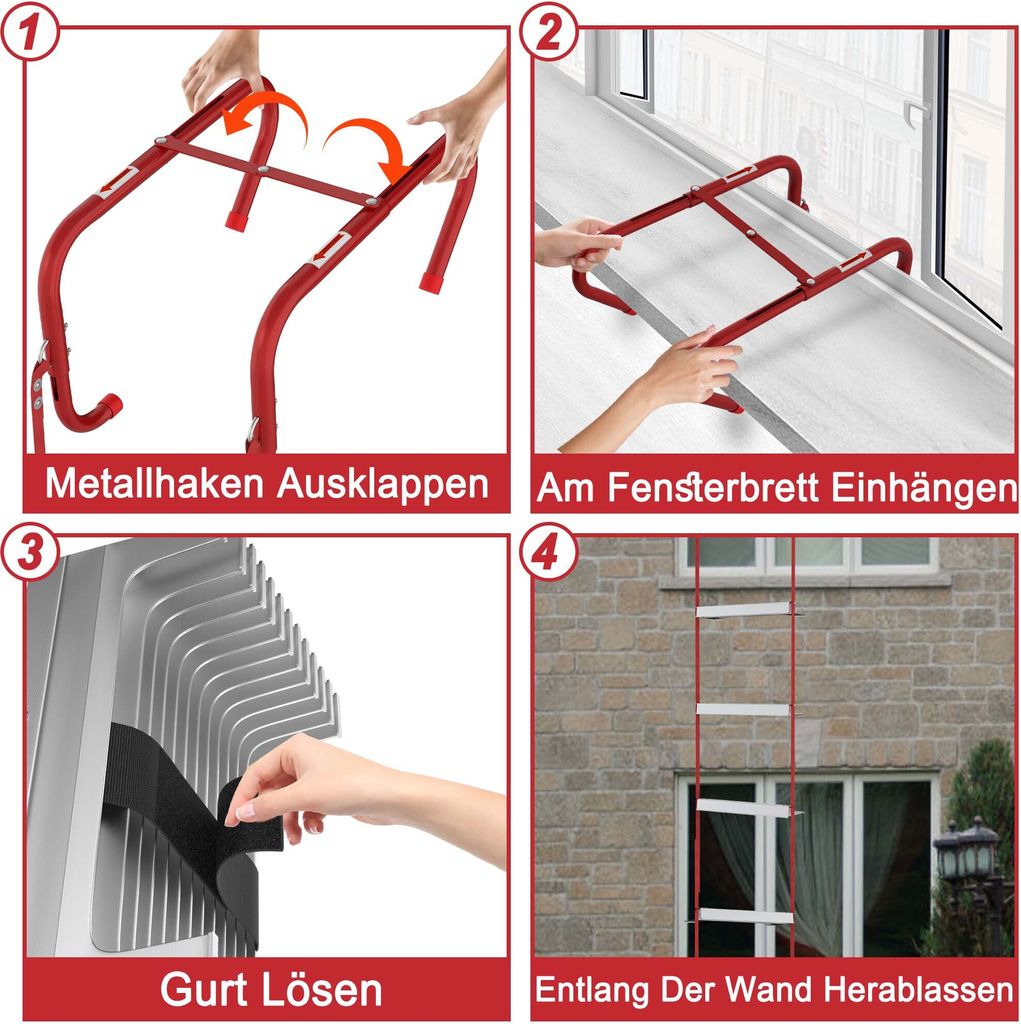 Feuerleiter für Ihre Fenster, Balkon, Fassade, Dach