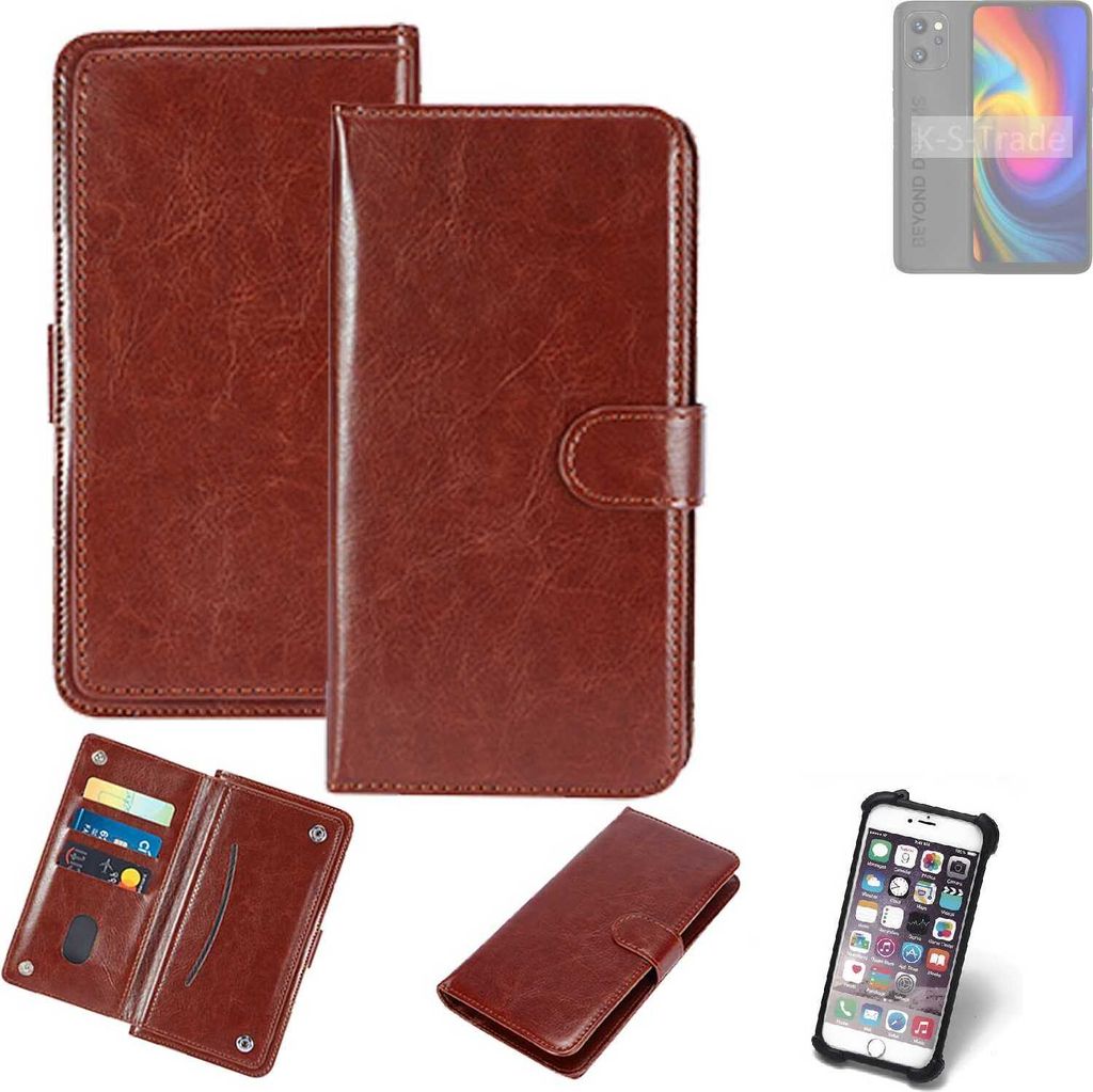 K-S-Trade 360° Hülle kompatibel mit UMIDIGI F3 Pro 5G braun Kunstleder Case BookCase WalletCase Kunstlederederhülle Handyhülle, Rundumschutz