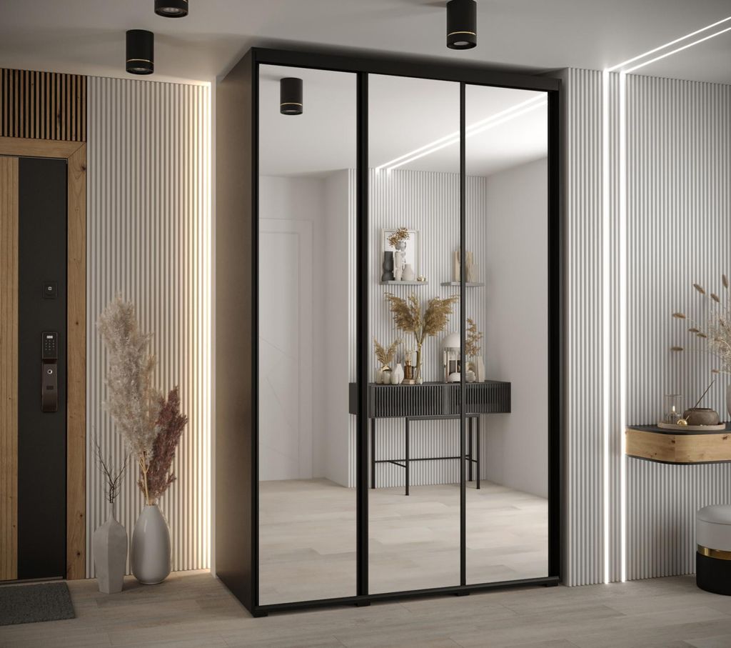 Kleiderschrank YVONA 2 - 150/60 cm, schwarz / schwarz