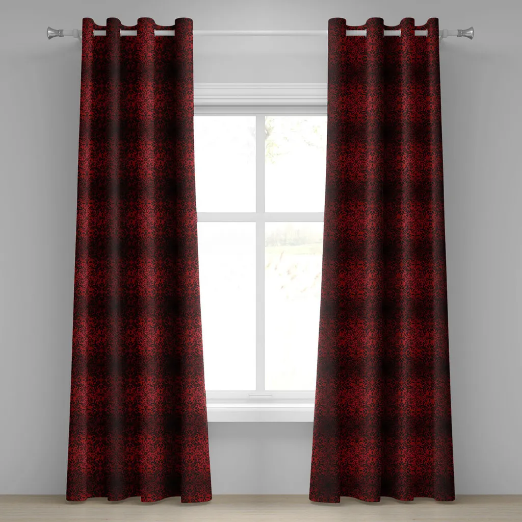 Tende Decorative 2 Pannelli 280x225 cm ABAKUHAUS Nero e Rosso