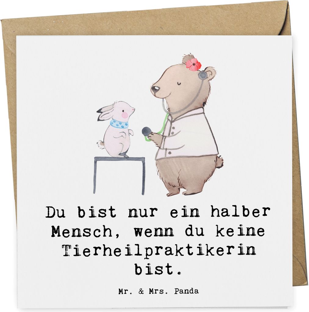 Mr. & Mrs. Panda Grußkarte Tierheilpraktikerin Herz - Weiß - Geschenk, doppelkarte, Klappkarte, anlasskarte, Glückwunschkarte, faltkarte