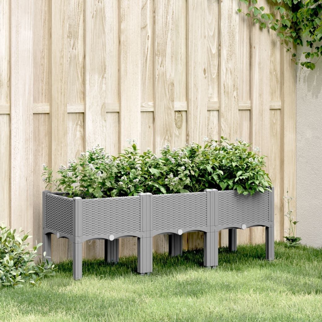 CLORIS Pflanzkasten mit Beinen Hellgrau 120x40x42 cm PP Produktbild 