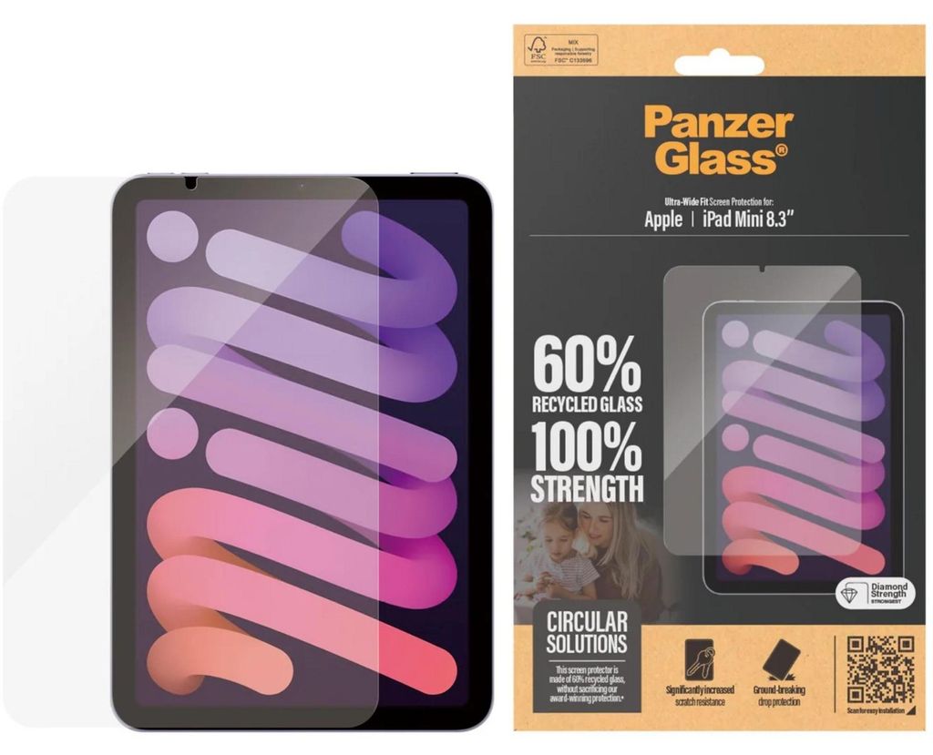 Panzerglass Ultra-Wide Fit vetro temperato per Ipad Mini Immagine del prodotto 