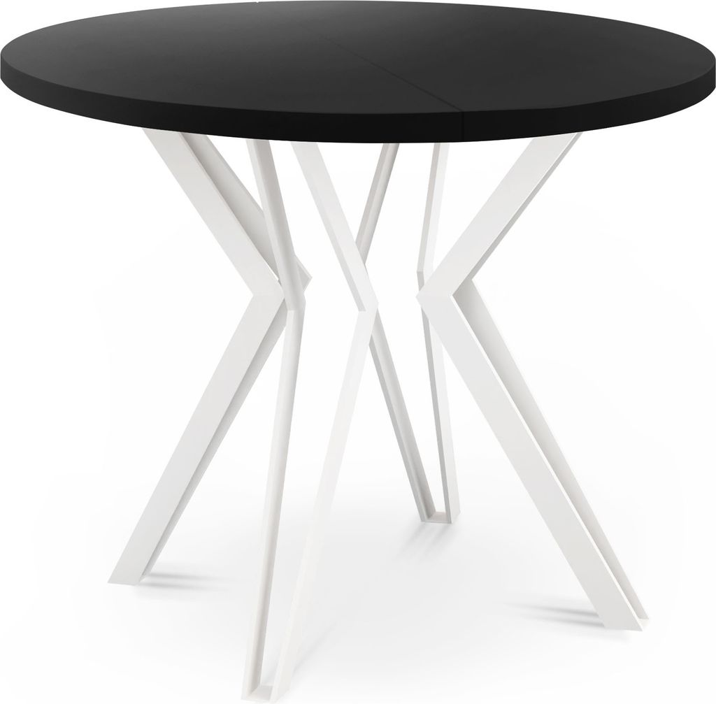 Runder Tisch für das Esszimmer - 100 oder 120 cm Durchmesser - Ausziehbarer Tisch mit Pulverbeschichteten Weißen Metallbeinen - Industriestil - 1...