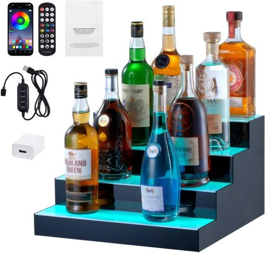 Meuble bar maison en acrylique pour salon avec étagère lumineuse LED