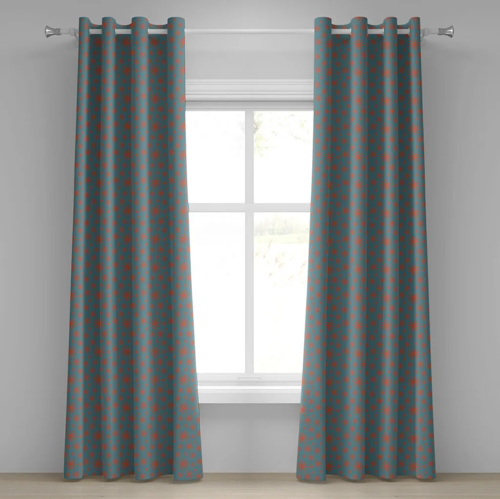 Paire de rideaux décoratifs fleuris style années 50 pour salon et chambre
