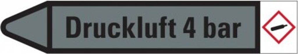 Dreifke Aufkleber I RKZ-Etikett Druckluft 4 bar, links, grau/schwarz, für Ø ...