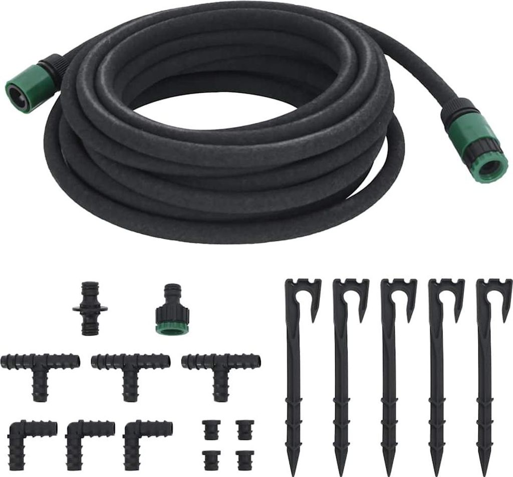 vidaXL Tropfschlauch Schwarz 0,6" 10 m Gummi
