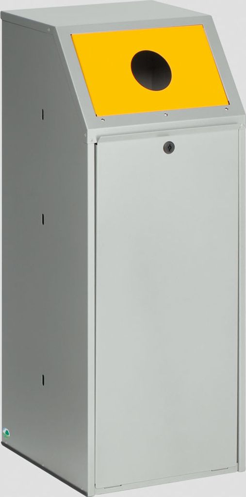 Robuster Wertstoffsammler mit Klapptür | für Wertstoffe | 70 Liter, HxBxT 100x40x40cm | Verzinkter Stahl | Grau