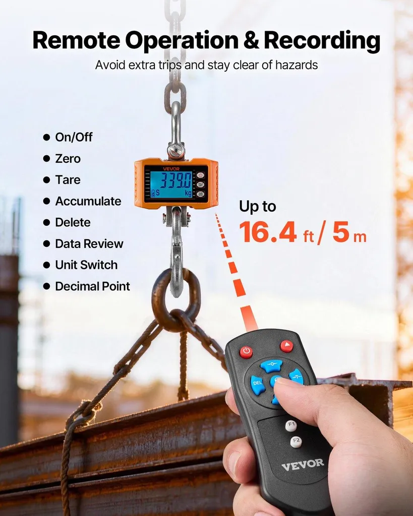 Bilancia a Gru 2000kg Industriale Pesante | Alluminio Pressofuso e Telecomando - 5