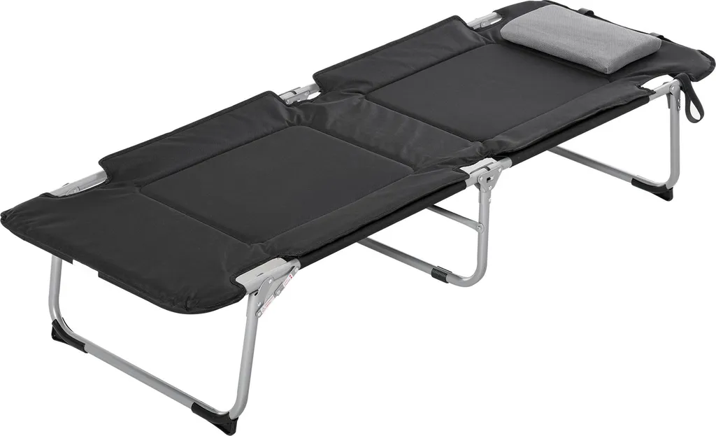 Lit de Camping Robuste et Confortable avec Appui-tête Ergonomique Noir