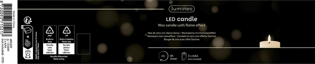 LED Kerze mit Timerfunktion 7,5x11,5cm Wachs Creme / Warmweiß
